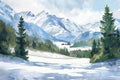 Watercolor 'Winter Mountains' by Terri 08/24/26