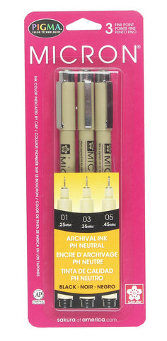 MICRON SET OF 3 BLACK