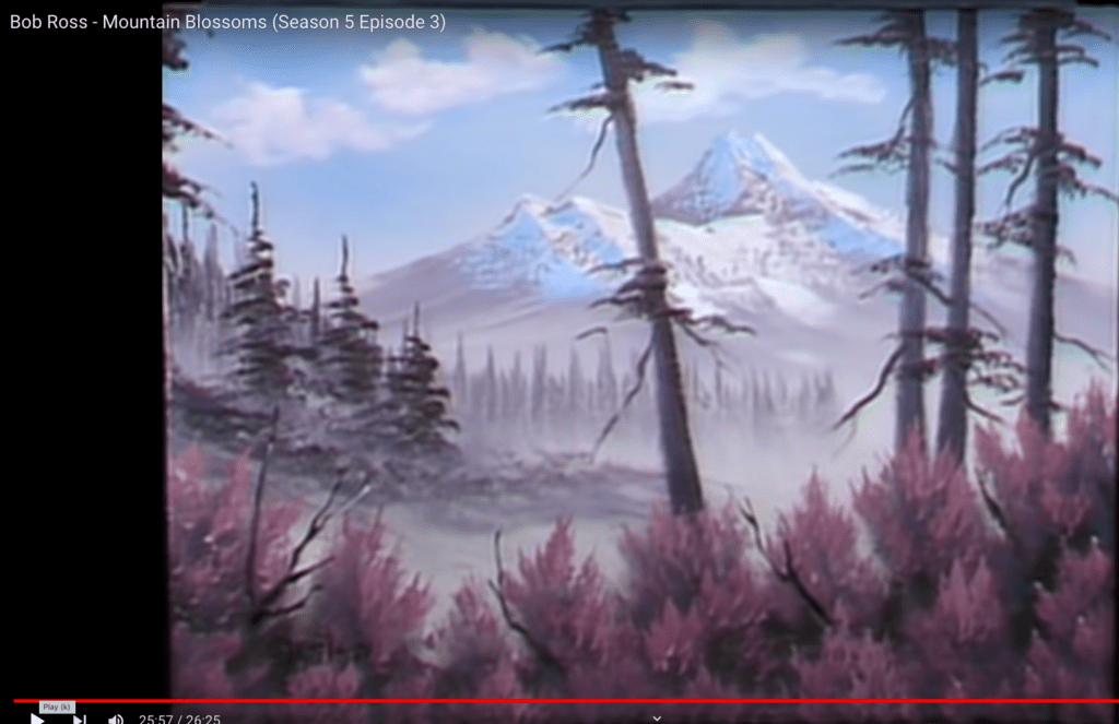 BOB ROSS PAINTING CLASS PRESCOTT FINE ART MOUNTAIN BLOSSOMS SEASON 5 EPISODE 3
